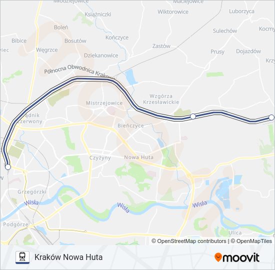 Mapa linii kolej SKA3 BUS