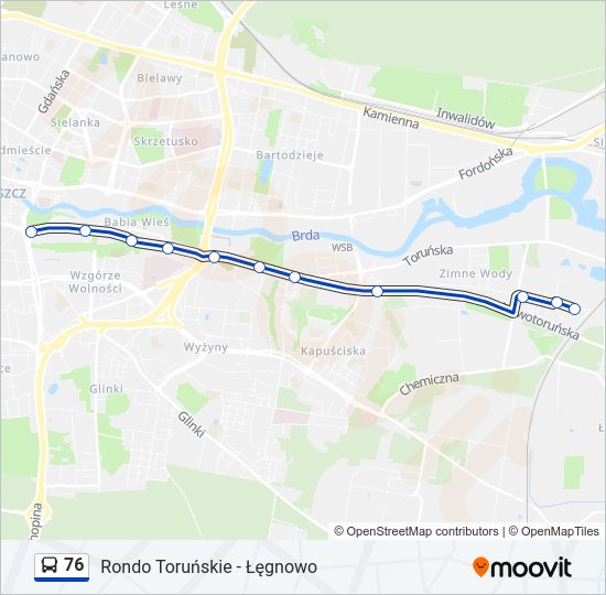 Mapa linii autobus 76