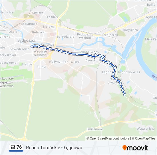 Mapa linii autobus 76