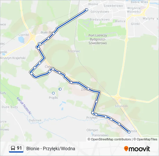 Автобус 91: карта маршрута