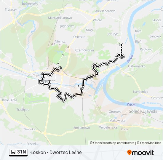 31N bus Line Map