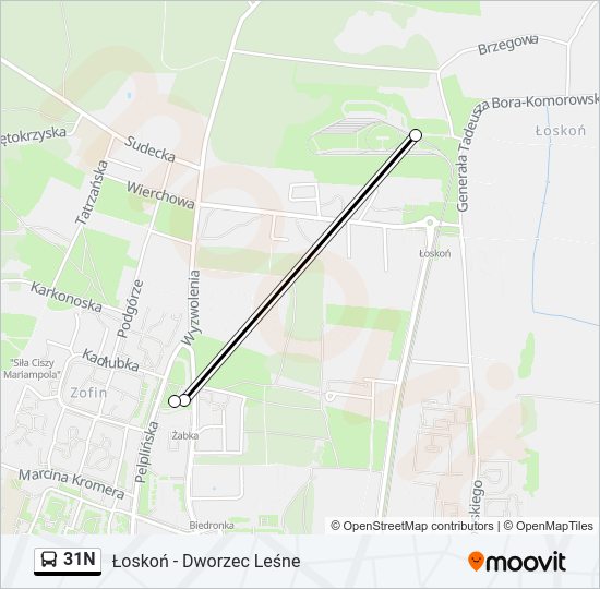 Автобус 31N: карта маршрута