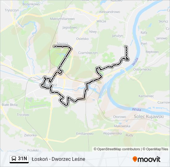 31N bus Line Map