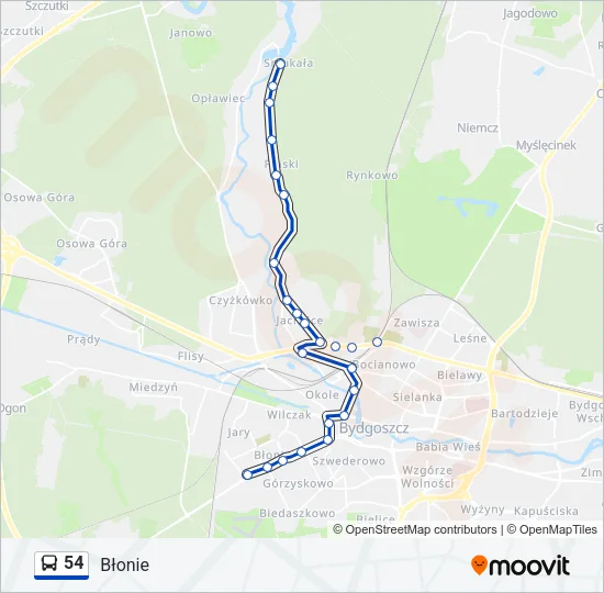 54 Bus Line Map
