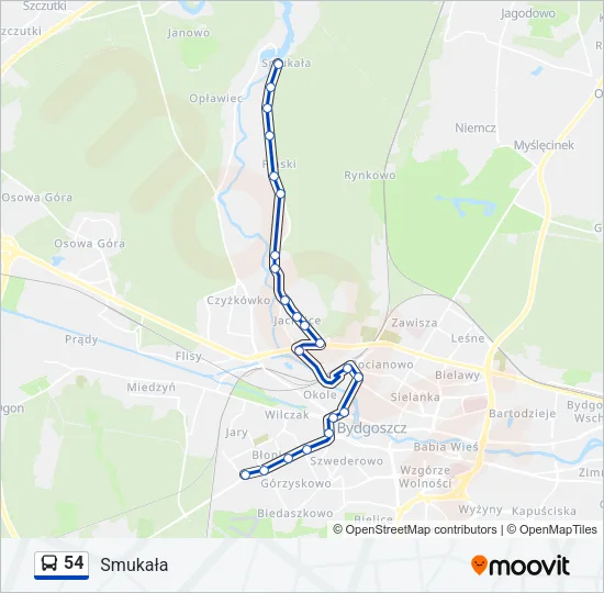 54 Bus Line Map