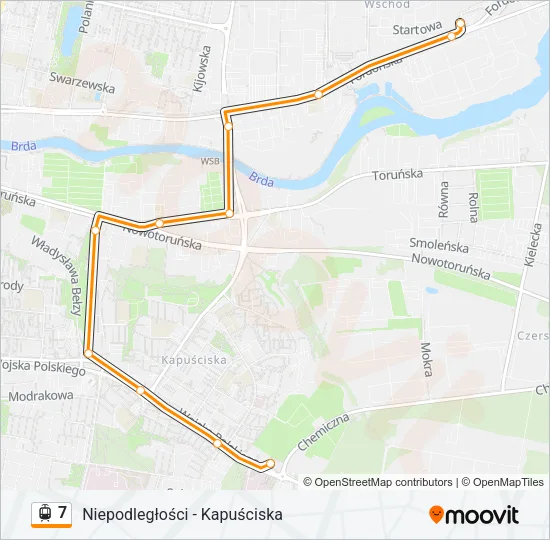 Трамвай 7: карта маршрута