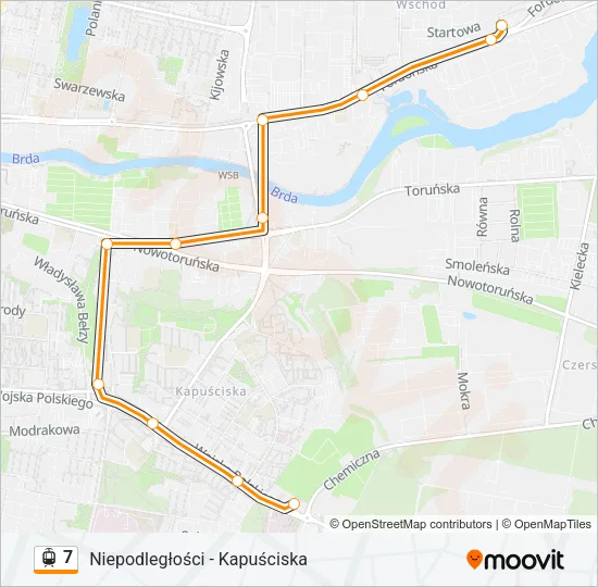 Трамвай 7: карта маршрута