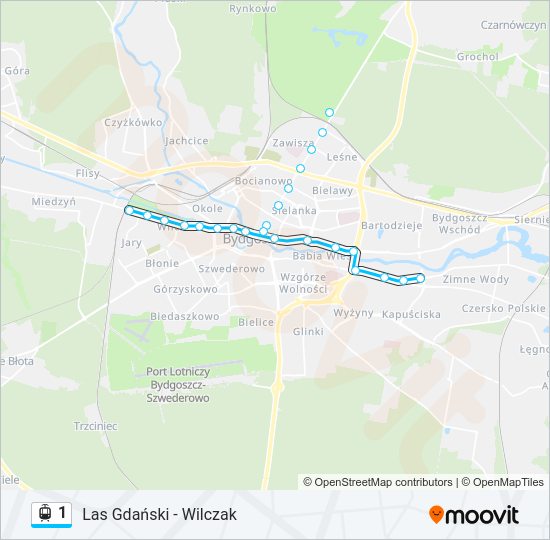 Трамвай 1: карта маршрута