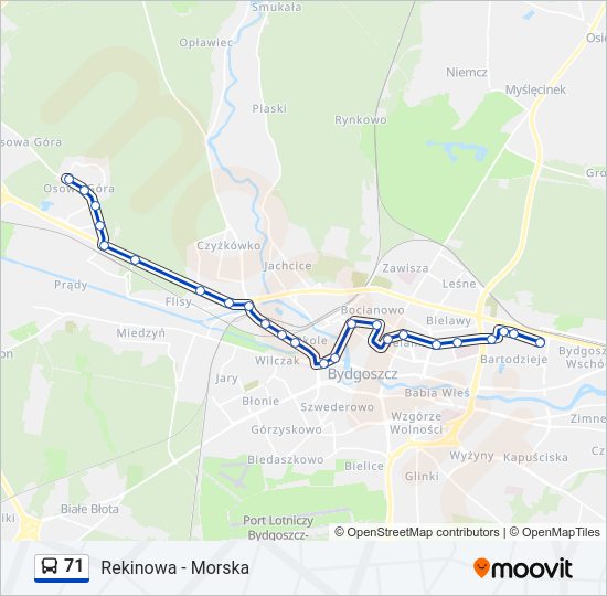 71 bus Line Map