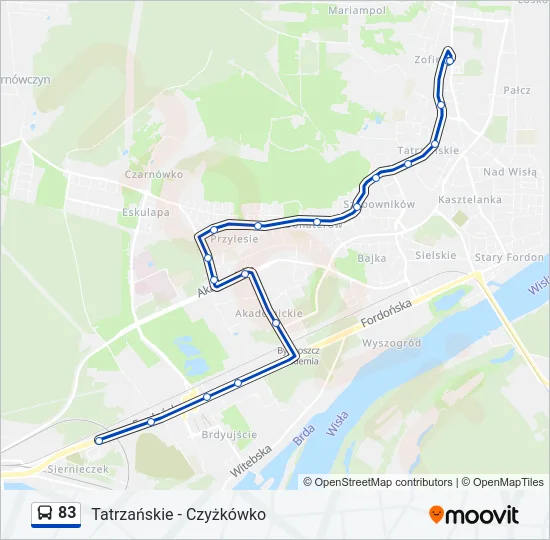 Автобус 83: карта маршрута