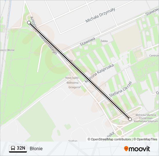 32N bus Line Map