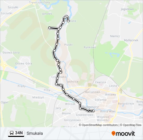 34N bus Line Map