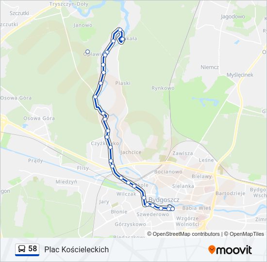 58 bus Line Map