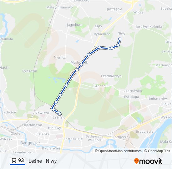 93 bus Line Map