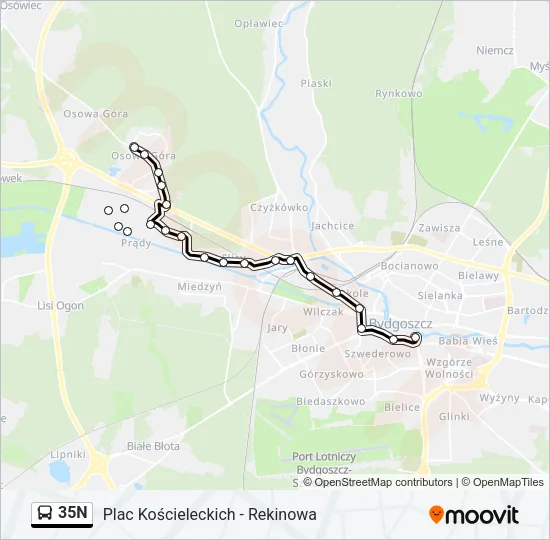 35N Bus Line Map