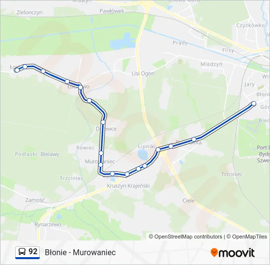 Автобус 92: карта маршрута