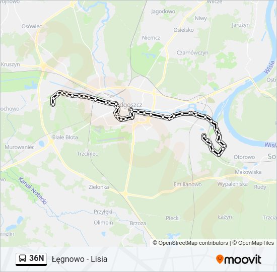 36N bus Line Map