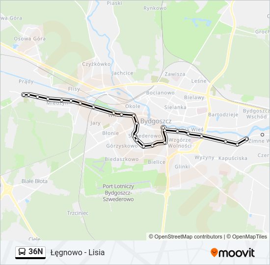 36N bus Line Map