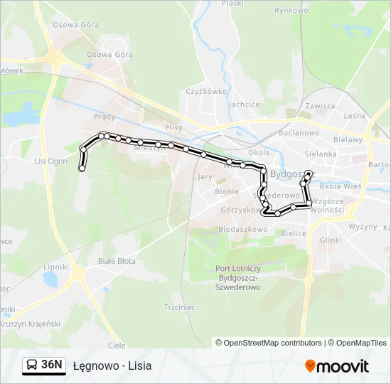 36N Bus Line Map