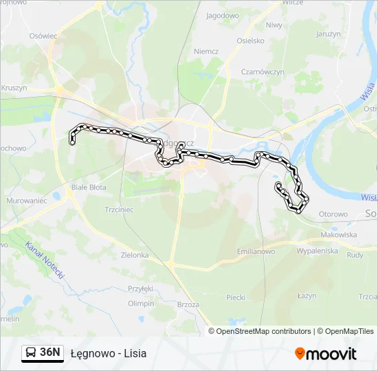 36N Bus Line Map