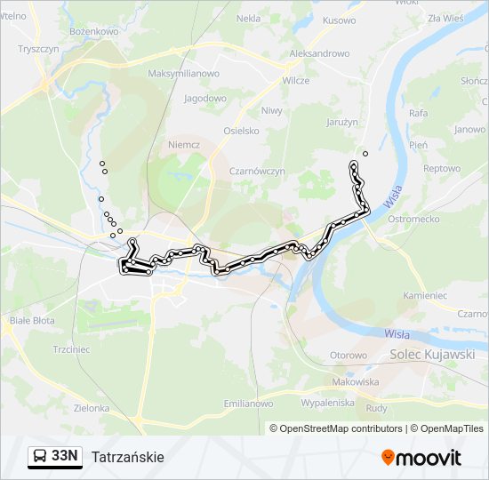 33N bus Line Map