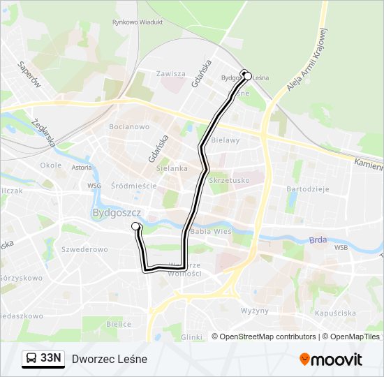 33N bus Line Map