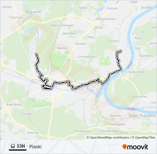 33N bus Line Map