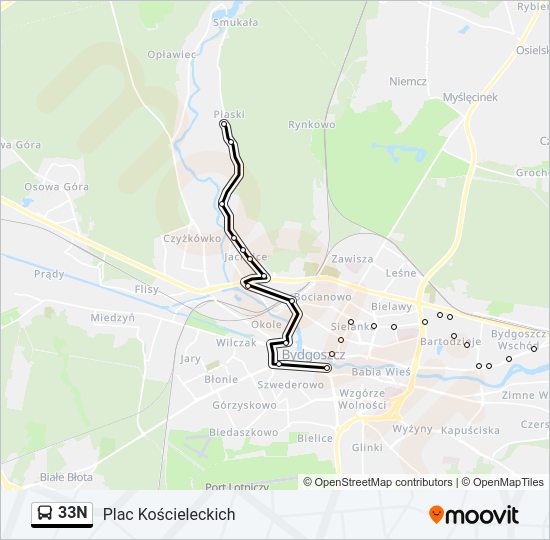 33N bus Line Map