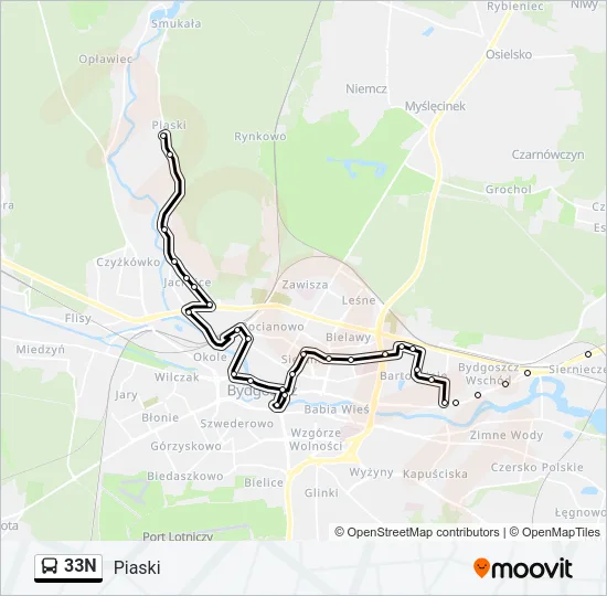 33N Bus Line Map