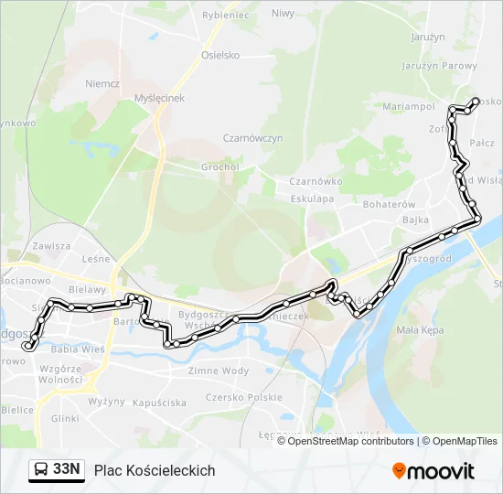 33N Bus Line Map