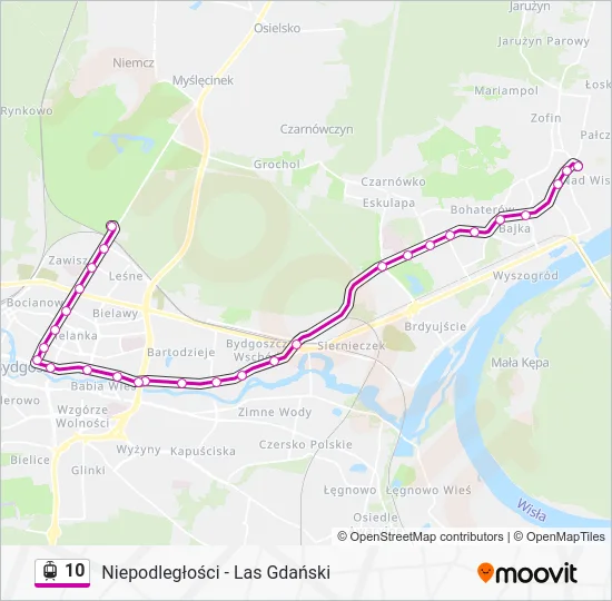 Трамвай 10: карта маршрута