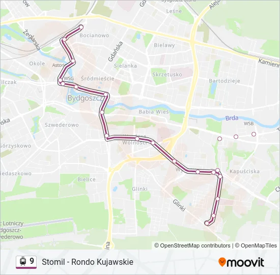 Трамвай 9: карта маршрута