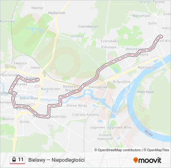 Трамвай 11: карта маршрута