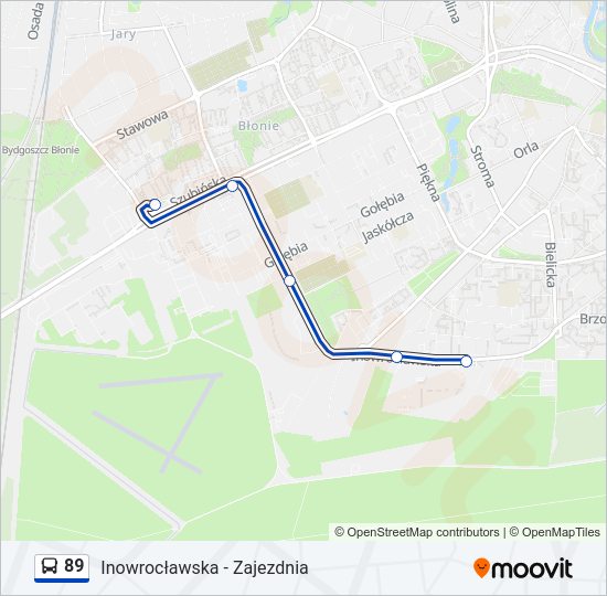 Mapa linii autobus 89