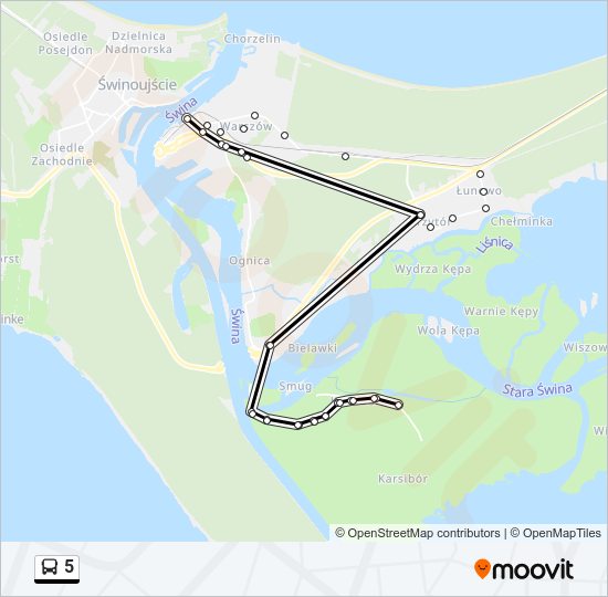 Mapa linii autobus 5