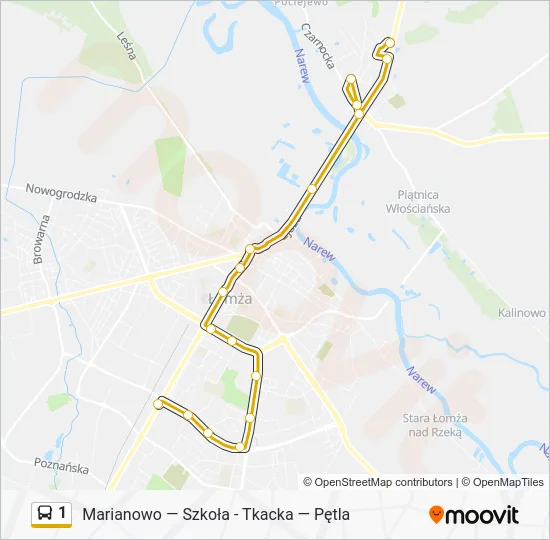 Автобус 1: карта маршрута