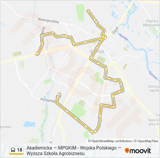 18 Bus Line Map