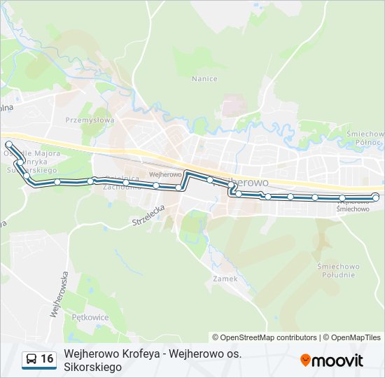 16 bus Line Map