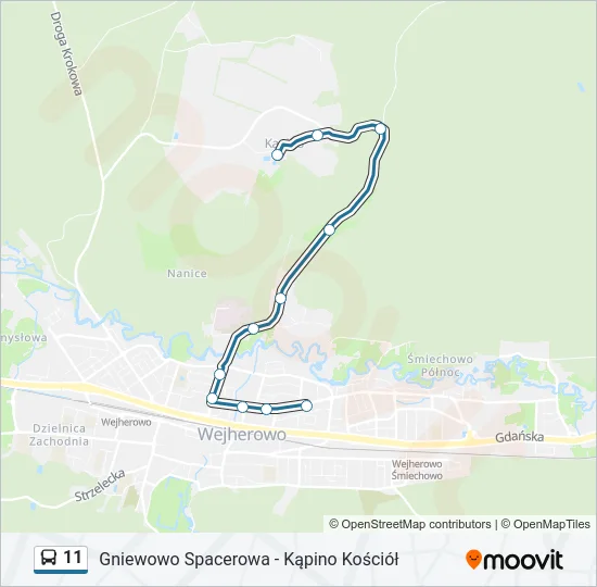 Автобус 11: карта маршрута