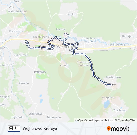 11 bus Line Map