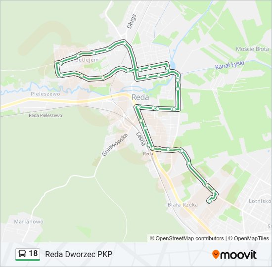 Mapa linii autobus 18