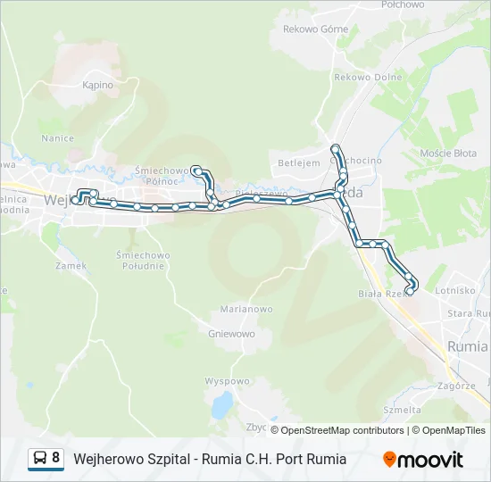 Автобус 8: карта маршрута