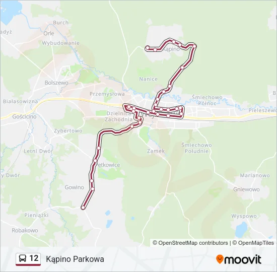 Автобус 12: карта маршрута