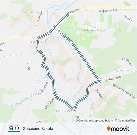 13 bus Line Map