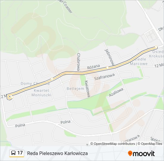 Mapa linii autobus 17