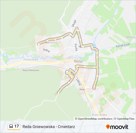 Mapa linii autobus 17