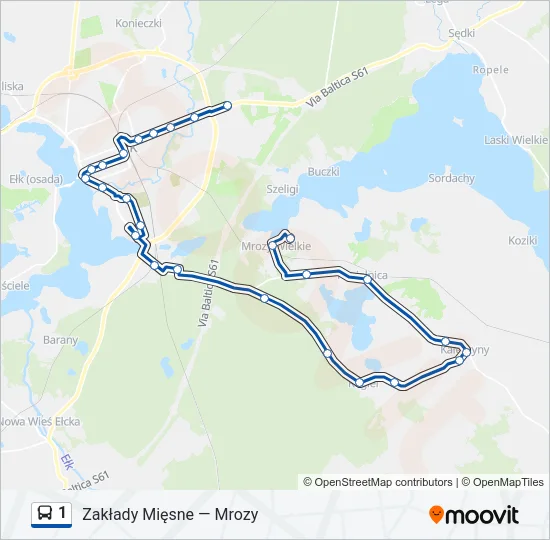 Автобус 1: карта маршрута