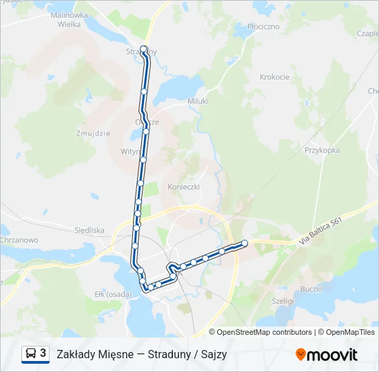 Автобус 3: карта маршрута