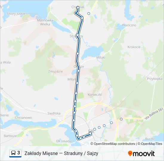 Автобус 3: карта маршрута