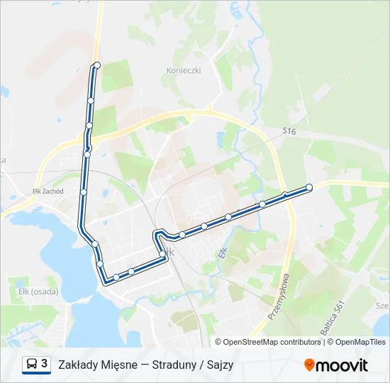 Автобус 3: карта маршрута